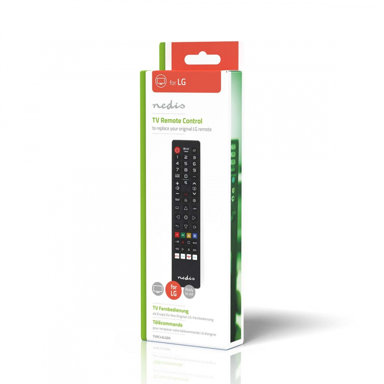 Nedis Vervangende Afstandsbediening | Geschikt voor: LG | Voorgeprogrammeerd | 1 Apparaat | Amazon Prime / Disney + Button / Netflix Knop / Rakuten TV Button | Infrarood | Zwart
