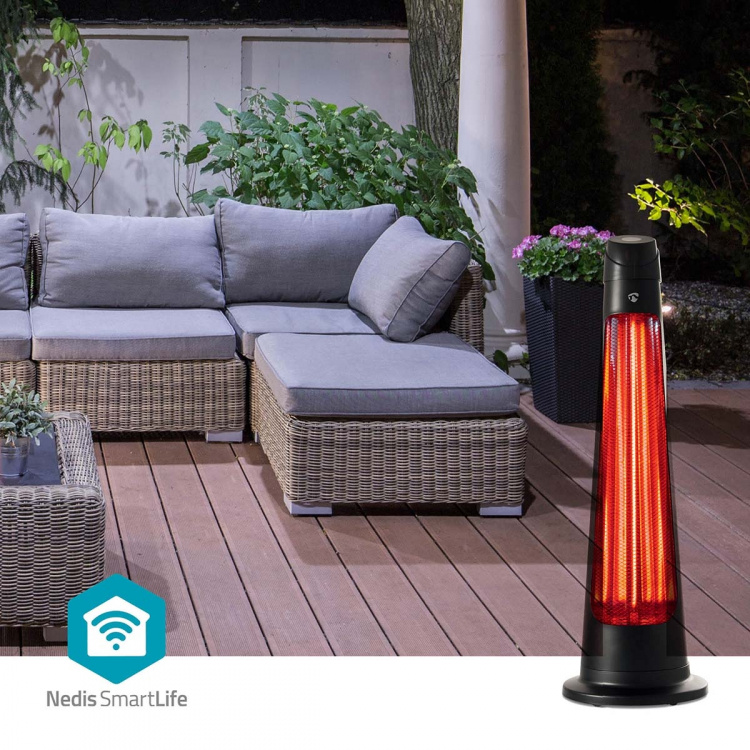 Nedis SmartLife Patio Verwarmer | Wi-Fi | 1200 W | 2 Warmte Standen | Zwenkfunctie | Omvalpreventie | IP24 | Zwart