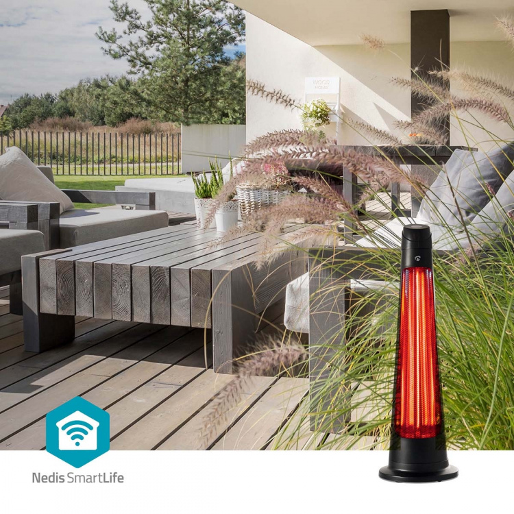 Nedis SmartLife Patio Verwarmer | Wi-Fi | 1200 W | 2 Warmte Standen | Zwenkfunctie | Omvalpreventie | IP24 | Zwart