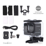 Nedis Action Cam | Dubbel scherm | 1080p@30fps | 12 MPixel | Waterbestendig tot: 30.0 m | 70 min | Wi-Fi | App beschikbaar voor: Android™ / IOS | Mounts inbegrepen | Zwart
