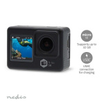 Nedis Action Cam | Dubbel scherm | 5K@30fps | 16 MPixel | Waterbestendig tot: 30.0 m | 80 min | Wi-Fi | App beschikbaar voor: Android™ / IOS | Mounts inbegrepen | Zwart