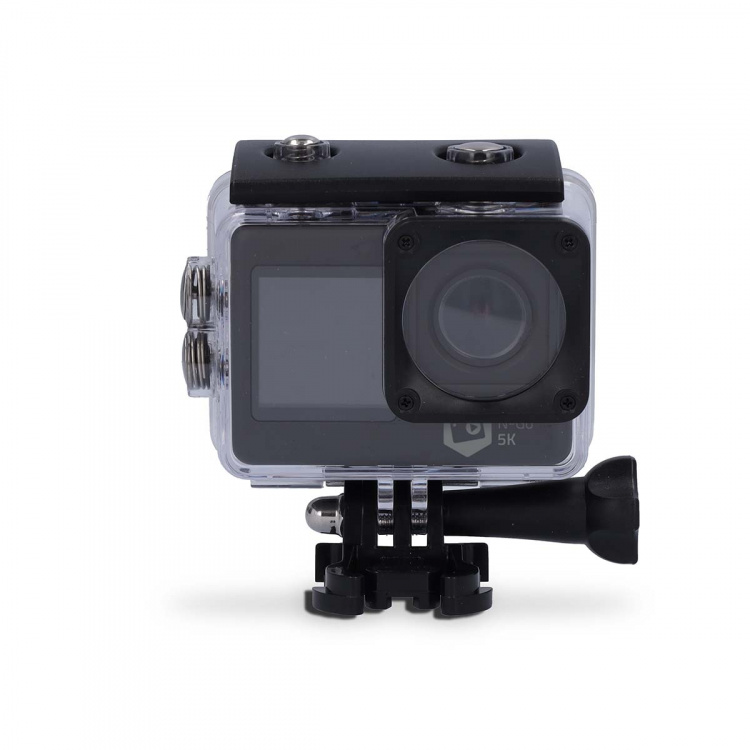Nedis Action Cam | Dubbel scherm | 5K@30fps | 16 MPixel | Waterbestendig tot: 30.0 m | 80 min | Wi-Fi | App beschikbaar voor: Android™ / IOS | Mounts inbegrepen | Zwart