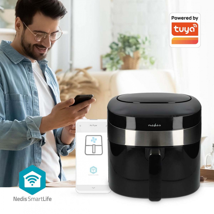 Nedis SmartLife Heteluchtfriteuse | Wi-Fi | 7,2 l | Tijdschakelaar: 60 min | Aantal vooraf ingestelde programma\'s: 8 | Digitaal | Android™ / IOS | Zwart Nedis SmartLife Heteluchtfriteuse | Wi-Fi | 7,2 l | Tijdschakelaar: 60 min | Aantal vooraf ingestelde programma\'s: 8 | Digitaal | Android™ / IOS | Zwart