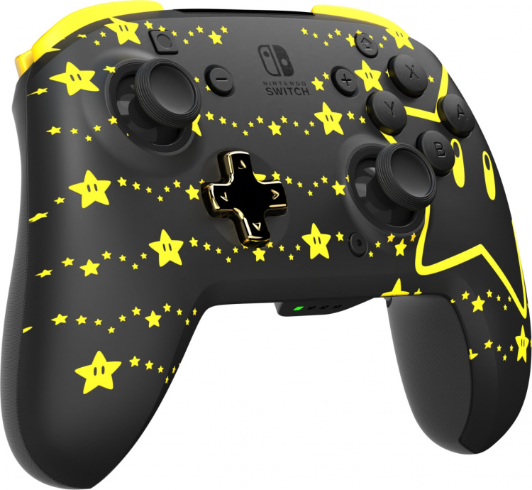 PDP Gaming Rematch Glow Wireless Controller - trådlös spelkontroll, Mario Stars, Switch PDP Gaming Rematch Glow Wireless Controller - trådlös spelkontroll, Mario Stars, Switch