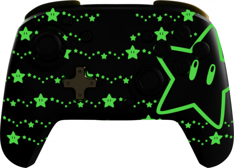 PDP Gaming Rematch Glow Wireless Controller - trådlös spelkontroll, Mario Stars, Switch PDP Gaming Rematch Glow Wireless Controller - trådlös spelkontroll, Mario Stars, Switch