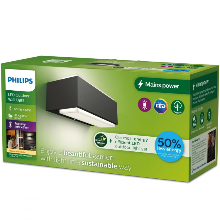 Philips Stratosphere Vägglampa Ultra Efficient LED 3,8W 800lm Antracit