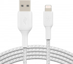 Belkin BOOST CHARGE™ Lightning - USB-A-kabel flätad, 0,15 m, vit