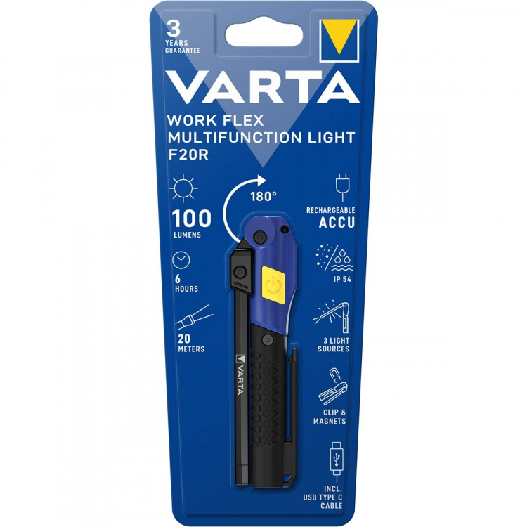 Varta Work Flex® Multifunctioneel Licht F20R Oplaadbaar