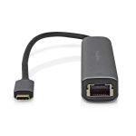 Nedis USB Multi-Port Adapter | 5-in-1 | USB 3.2 Gen 1 | USB-C™ Male | HDMI™ Output / RJ45 Female / 3x USB-A Female | 5 Gbps | 0.20 m | Rond | Verguld | PVC | Antraciet | Doos