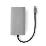 Nedis USB Multi-Port Adapter | 7-in-1 | USB 3.2 Gen 1 | USB-C™ Male | Micro SD / RJ45 Female / SD / USB-C™ Female / 2x HDMI™ / 2x USB-A Female | 5 Gbps | 0.20 m | Rond | Verguld | PVC | Antraciet | Doos