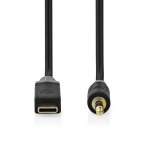 Nedis USB-C™ Adapter | USB 2.0 | USB-C™ Male | 3,5 mm Male | 1.00 m | Rond | Verguld | PVC | Zwart | Doos Nedis USB-C™ Adapter | USB 2.0 | USB-C™ Male | 3,5 mm Male | 1.00 m | Rond | Verguld | PVC | Zwart | Doos