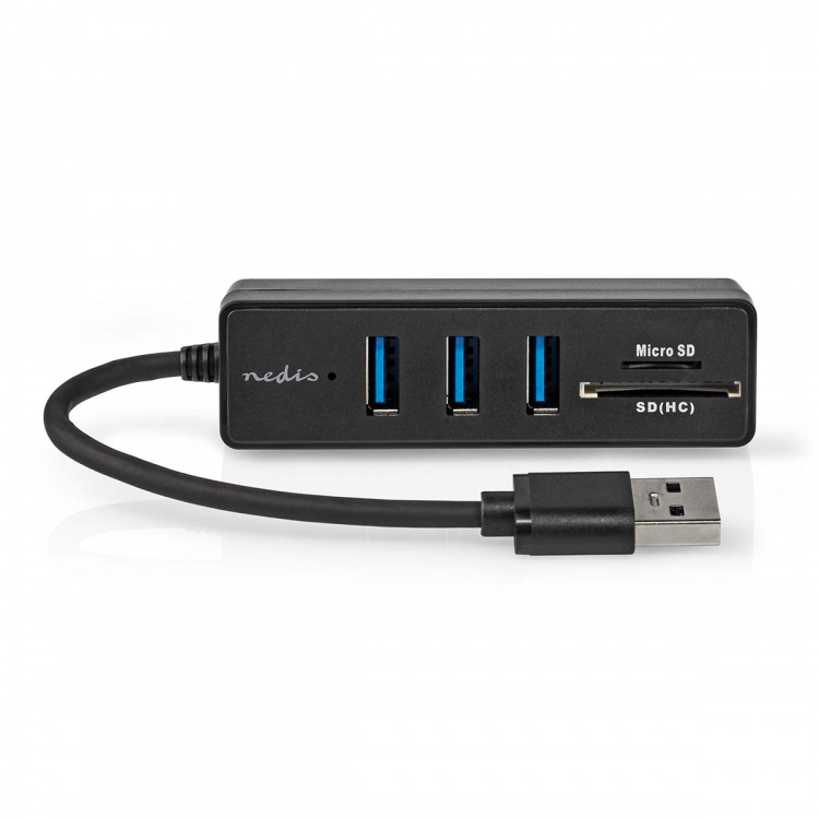 Nedis USB-Hub | USB-A Male | 3x USB A Female | 5-Poorts poort(en) | USB 3.2 Gen 1 | USB Gevoed | 5 Gbps | SD & MicroSD Nedis USB-Hub | USB-A Male | 3x USB A Female | 5-Poorts poort(en) | USB 3.2 Gen 1 | USB Gevoed | 5 Gbps | SD & MicroSD