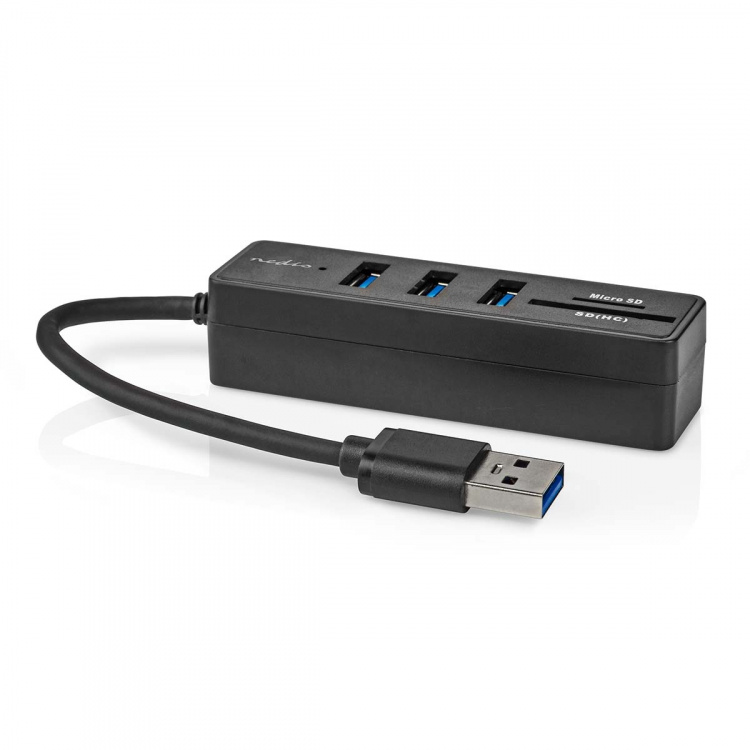 Nedis USB-Hub | USB-A Male | 3x USB A Female | 5-Poorts poort(en) | USB 3.2 Gen 1 | USB Gevoed | 5 Gbps | SD & MicroSD Nedis USB-Hub | USB-A Male | 3x USB A Female | 5-Poorts poort(en) | USB 3.2 Gen 1 | USB Gevoed | 5 Gbps | SD & MicroSD