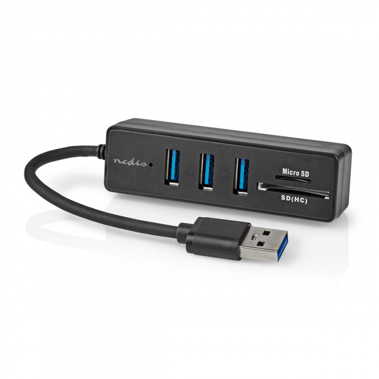 Nedis USB-Hub | USB-A Male | 3x USB A Female | 5-Poorts poort(en) | USB 3.2 Gen 1 | USB Gevoed | 5 Gbps | SD & MicroSD Nedis USB-Hub | USB-A Male | 3x USB A Female | 5-Poorts poort(en) | USB 3.2 Gen 1 | USB Gevoed | 5 Gbps | SD & MicroSD
