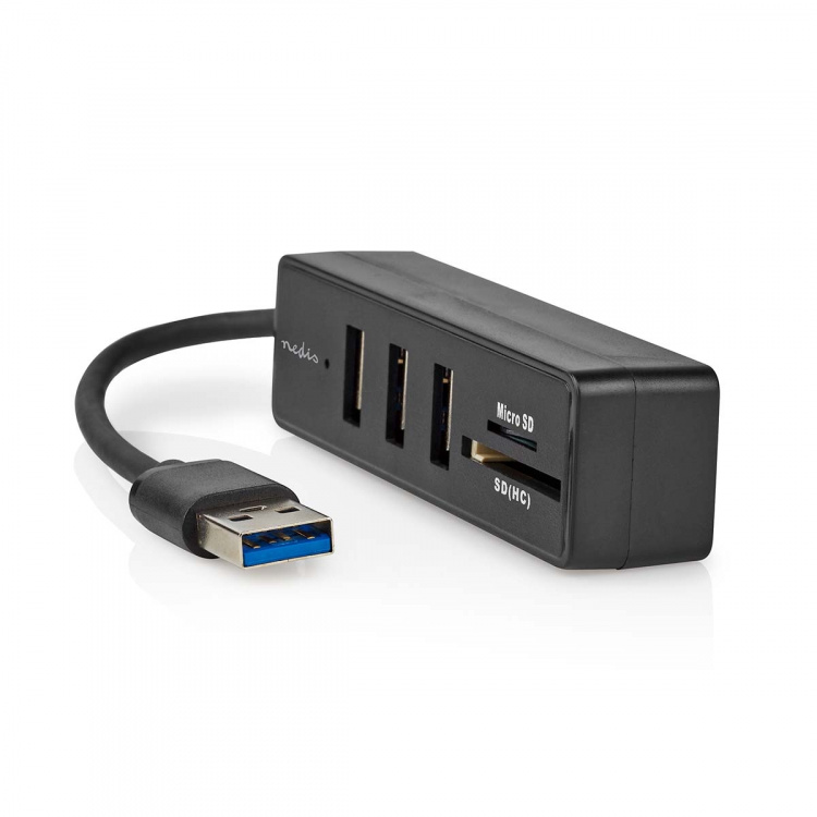 Nedis USB-Hub | USB-A Male | 3x USB A Female | 5-Poorts poort(en) | USB 3.2 Gen 1 | USB Gevoed | 5 Gbps | SD & MicroSD Nedis USB-Hub | USB-A Male | 3x USB A Female | 5-Poorts poort(en) | USB 3.2 Gen 1 | USB Gevoed | 5 Gbps | SD & MicroSD