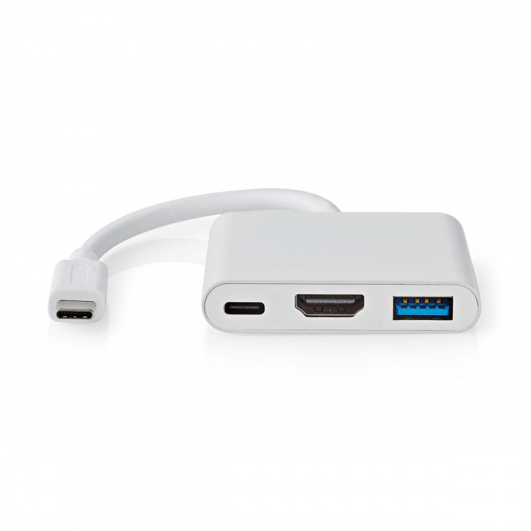 Nedis USB Multi-Port Adapter | 3-in-1 | USB 3.2 Gen 1 | USB-C™ Male | HDMI™ Output / USB-A Female / USB-C™ Female | 5 Gbps | 0.10 m | Rond | Vernikkeld | PVC | Wit | Doos Nedis USB Multi-Port Adapter | 3-in-1 | USB 3.2 Gen 1 | USB-C™ Male | HDMI™ Output / USB-A Female / USB-C™ Female | 5 Gbps | 0.10 m | Rond | Vernikkeld | PVC | Wit | Doos
