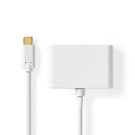 Nedis USB Multi-Port Adapter | 2-in-1 | USB 3.2 Gen 1 | USB-C™ Male | 2x USB-A | 1000 Mbps | 0.20 m | Rond | Vernikkeld | PVC | Wit | Blister
