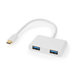 Nedis USB Multi-Port Adapter | 2-in-1 | USB 3.2 Gen 1 | USB-C™ Male | 2x USB-A | 5 Gbps | 0.20 m | Rond | Vernikkeld | PVC | Wit | Polybag Nedis USB Multi-Port Adapter | 2-in-1 | USB 3.2 Gen 1 | USB-C™ Male | 2x USB-A | 5 Gbps | 0.20 m | Rond | Vernikkeld | PVC | Wit | Polybag