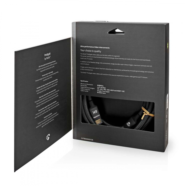 Nedis Ultra High Speed HDMI™-Kabel | HDMI™ Connector | HDMI™ Connector | 8K@60Hz | 48 Gbps | 3.00 m | Rond | 6.7 mm | Gun Metal Grijs | Cover Window Box Nedis Ultra High Speed HDMI™-Kabel | HDMI™ Connector | HDMI™ Connector | 8K@60Hz | 48 Gbps | 3.00 m | Rond | 6.7 mm | Gun Metal Grijs | Cover Window Box
