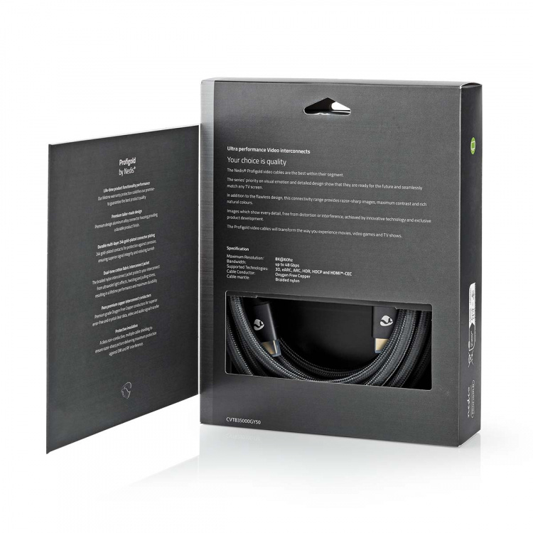 Nedis Ultra High Speed ​​HDMI™-Kabel | HDMI™ Connector | HDMI™ Connector | 8K@60Hz | 48 Gbps | 5.00 m | Rond | 6.7 mm | Gun Metal Grijs | Cover Window Box