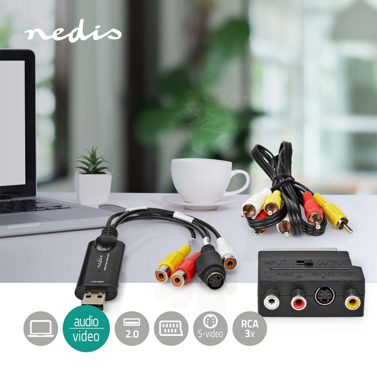 Nedis Videograbber | USB 2.0 | 480p | A/V-kabel / Scart Nedis Videograbber | USB 2.0 | 480p | A/V-kabel / Scart
