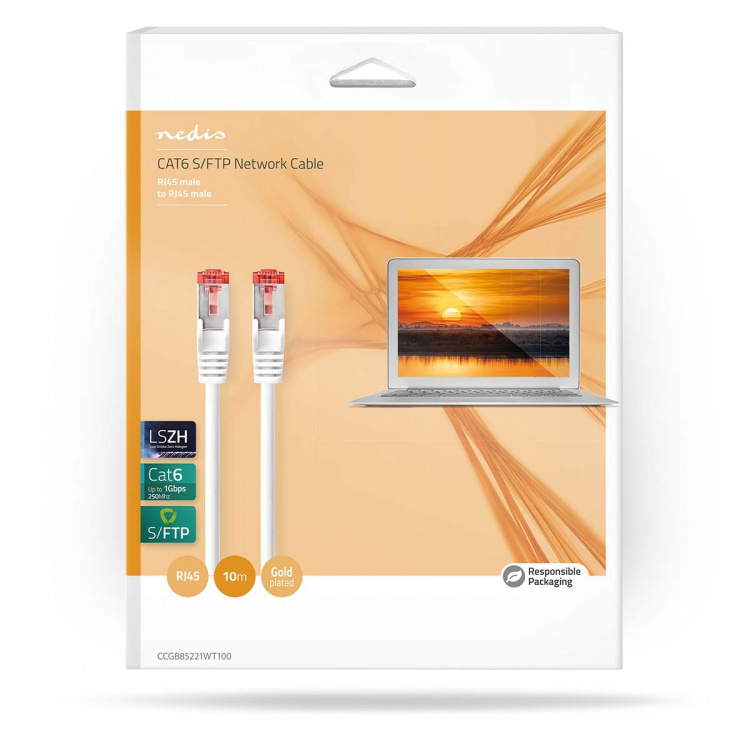 Nedis CAT6 Netwerkkabel | RJ45 Male | RJ45 Male | S/FTP | 10.0 m | Binnenshuis | Rond | LSZH | Wit | Doos Nedis CAT6 Netwerkkabel | RJ45 Male | RJ45 Male | S/FTP | 10.0 m | Binnenshuis | Rond | LSZH | Wit | Doos