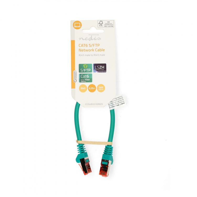 Nedis CAT6 Netwerkkabel | RJ45 Male | RJ45 Male | S/FTP | 0.25 m | Rond | LSZH | Groen | Label Nedis CAT6 Netwerkkabel | RJ45 Male | RJ45 Male | S/FTP | 0.25 m | Rond | LSZH | Groen | Label