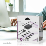 Nedis Notebook-Adapter | GaN | 100 W | 5 / 9 / 12 / 15 / 20 V DC | 3.0 / 5.0 A | Gebruikt voor: Notebook / Smartphone / Tablet | Euro / Type-C (CEE 7/16)