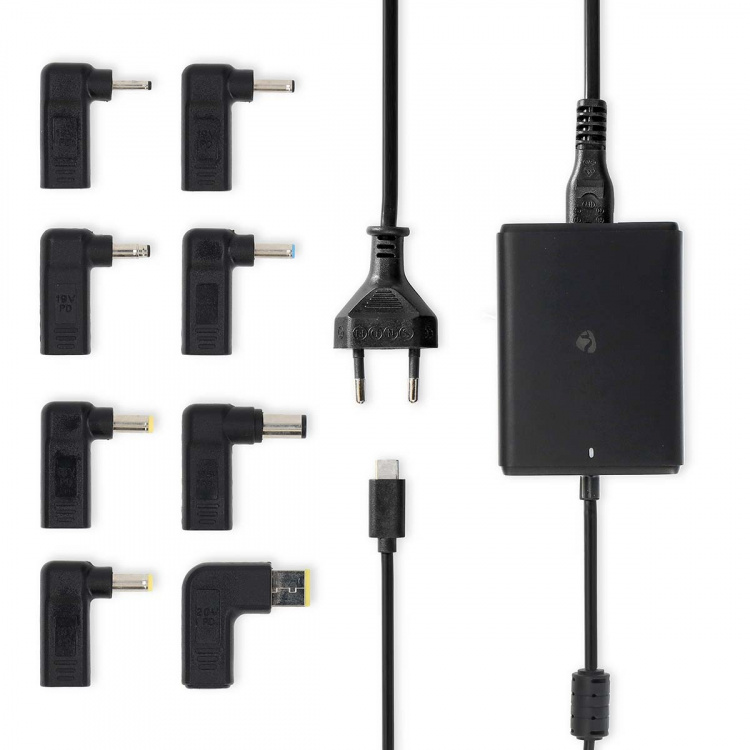 Nedis Notebook-Adapter | GaN | 100 W | 5 / 9 / 12 / 15 / 20 V DC | 3.0 / 5.0 A | Gebruikt voor: Notebook / Smartphone / Tablet | Euro / Type-C (CEE 7/16)