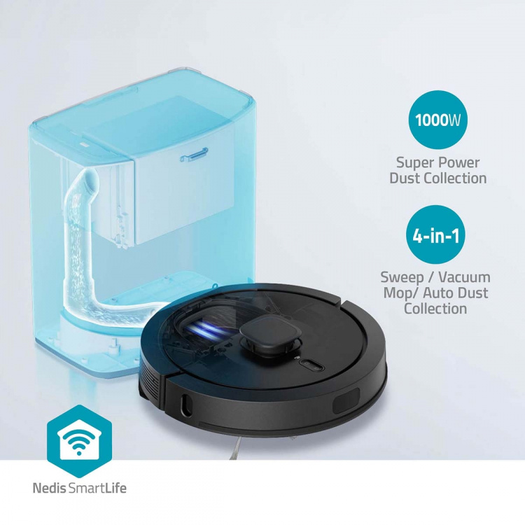 Nedis SmartLife Robotstofzuiger | Laser navigatie | Wi-Fi | Capaciteit opvangreservoir: 0.6 l | Automatisch opladen | Maximale gebruiksduur: 3 uur | Zwart | Android™ / IOS Nedis SmartLife Robotstofzuiger | Laser navigatie | Wi-Fi | Capaciteit opvangreservoir: 0.6 l | Automatisch opladen | Maximale gebruiksduur: 3 uur | Zwart | Android™ / IOS