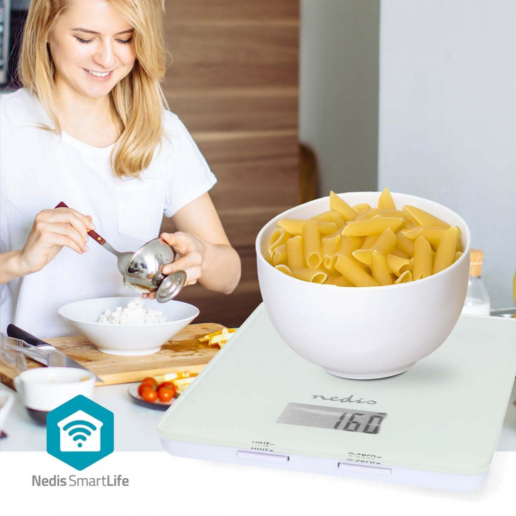 Nedis SmartLife-keukenweegschaal | Bluetooth® | Glas / Kunststof | Wit Nedis SmartLife-keukenweegschaal | Bluetooth® | Glas / Kunststof | Wit