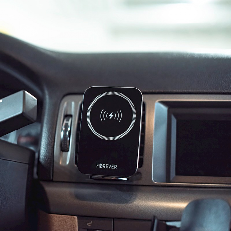 Forever MACH-100 - Autohouder met draadloos opladen voor smartphones, 15W, zwart Forever MACH-100 - Autohouder met draadloos opladen voor smartphones, 15W, zwart