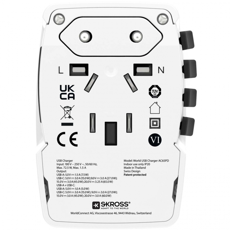 SKROSS World USB Charger AC65PD USB-C PD + USB-A 65W