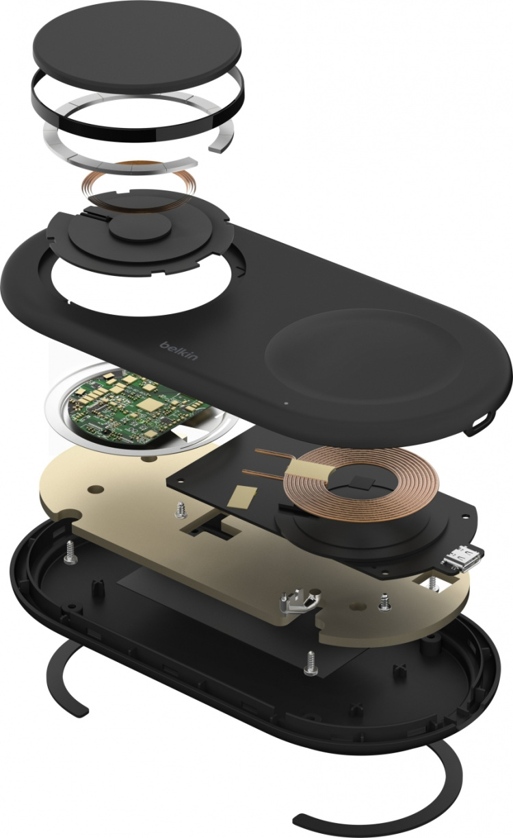 Belkin BoostCharge Pro 2-i-1 Qi2 laddningsplatta, svart