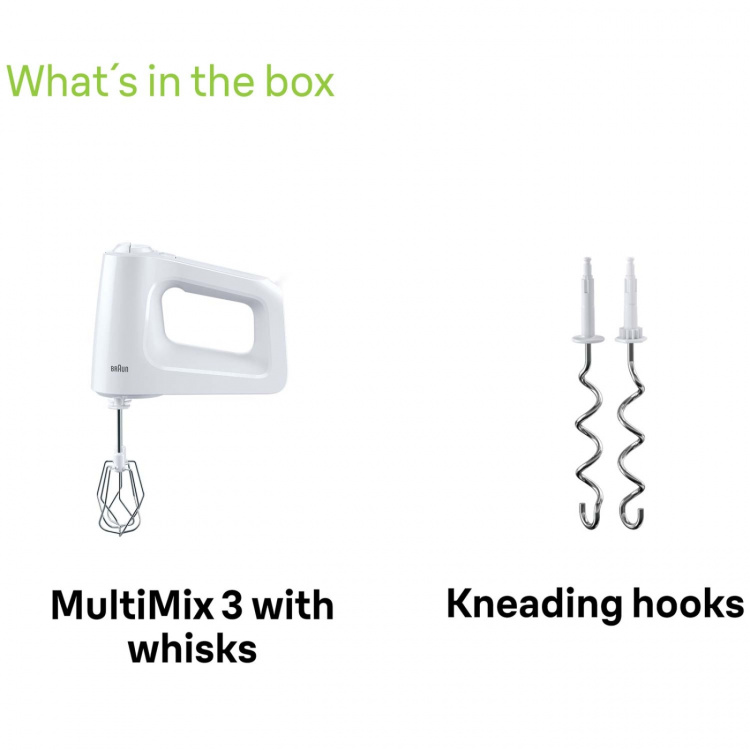 Braun Elvisp HM3000WH MultiMix3 450W inkl. Degkrokar