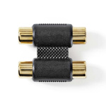 Nedis Stereo-Audioadapter | 2x RCA Female | 2x RCA Female | Verguld | Recht | ABS | Antraciet | 1 Stuks | Doos