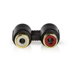 Nedis Stereo-Audioadapter | 2x RCA Female | 2x RCA Female | Verguld | Recht | ABS | Antraciet | 1 Stuks | Doos