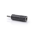 Nedis Stereo-Audioadapter | 3,5 mm Male | 6,35 mm Female | Vernikkeld | Recht | ABS | Zwart | 1 Stuks | Doos