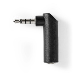 Nedis Stereo-Audioadapter | 3,5 mm Male | 3,5 mm Female | Vernikkeld | 90° Gehoekt | Metaal | Zwart | 1 Stuks | Doos