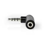 Nedis Stereo-Audioadapter | 3,5 mm Male | 3,5 mm Female | Vernikkeld | 90° Gehoekt | Metaal | Zwart | 1 Stuks | Doos