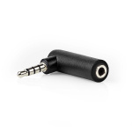 Nedis Stereo-Audioadapter | 3,5 mm Male | 3,5 mm Female | Vernikkeld | 90° Gehoekt | Metaal | Zwart | 1 Stuks | Doos