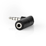 Nedis Stereo-Audioadapter | 3,5 mm Male | 3,5 mm Female | Vernikkeld | 90° Gehoekt | Metaal | Zwart | 1 Stuks | Doos