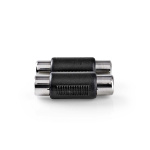 Nedis Stereo-Audioadapter | 2x RCA Female | 2x RCA Female | Vernikkeld | Recht | ABS | Zwart | 1 Stuks | Doos