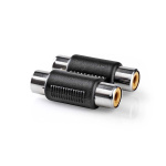 Nedis Stereo-Audioadapter | 2x RCA Female | 2x RCA Female | Vernikkeld | Recht | ABS | Zwart | 1 Stuks | Doos