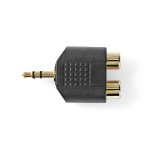 Nedis Stereo-Audioadapter | 3,5 mm Male | 2x RCA Female | Verguld | Recht | ABS | Zwart | 10 Stuks | Envelop