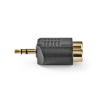 Nedis Stereo-Audioadapter | 3,5 mm Male | 2x RCA Female | Verguld | Recht | ABS | Zwart | 10 Stuks | Envelop