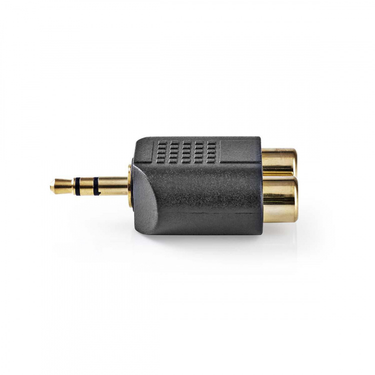 Nedis Stereo-Audioadapter | 3,5 mm Male | 2x RCA Female | Verguld | Recht | ABS | Zwart | 10 Stuks | Envelop