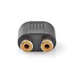 Nedis Stereo-Audioadapter | 3,5 mm Male | 2x RCA Female | Verguld | Recht | ABS | Zwart | 10 Stuks | Envelop