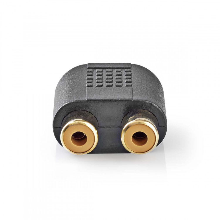 Nedis Stereo-Audioadapter | 3,5 mm Male | 2x RCA Female | Verguld | Recht | ABS | Zwart | 10 Stuks | Envelop