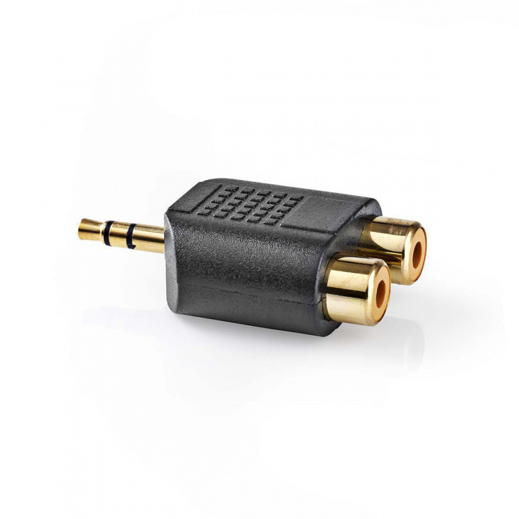 Nedis Stereo-Audioadapter | 3,5 mm Male | 2x RCA Female | Verguld | Recht | ABS | Zwart | 10 Stuks | Envelop